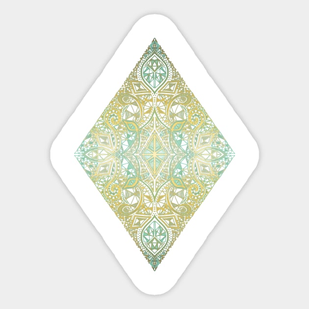 Mint & Gold Effect Diamond Doodle Pattern Sticker by micklyn